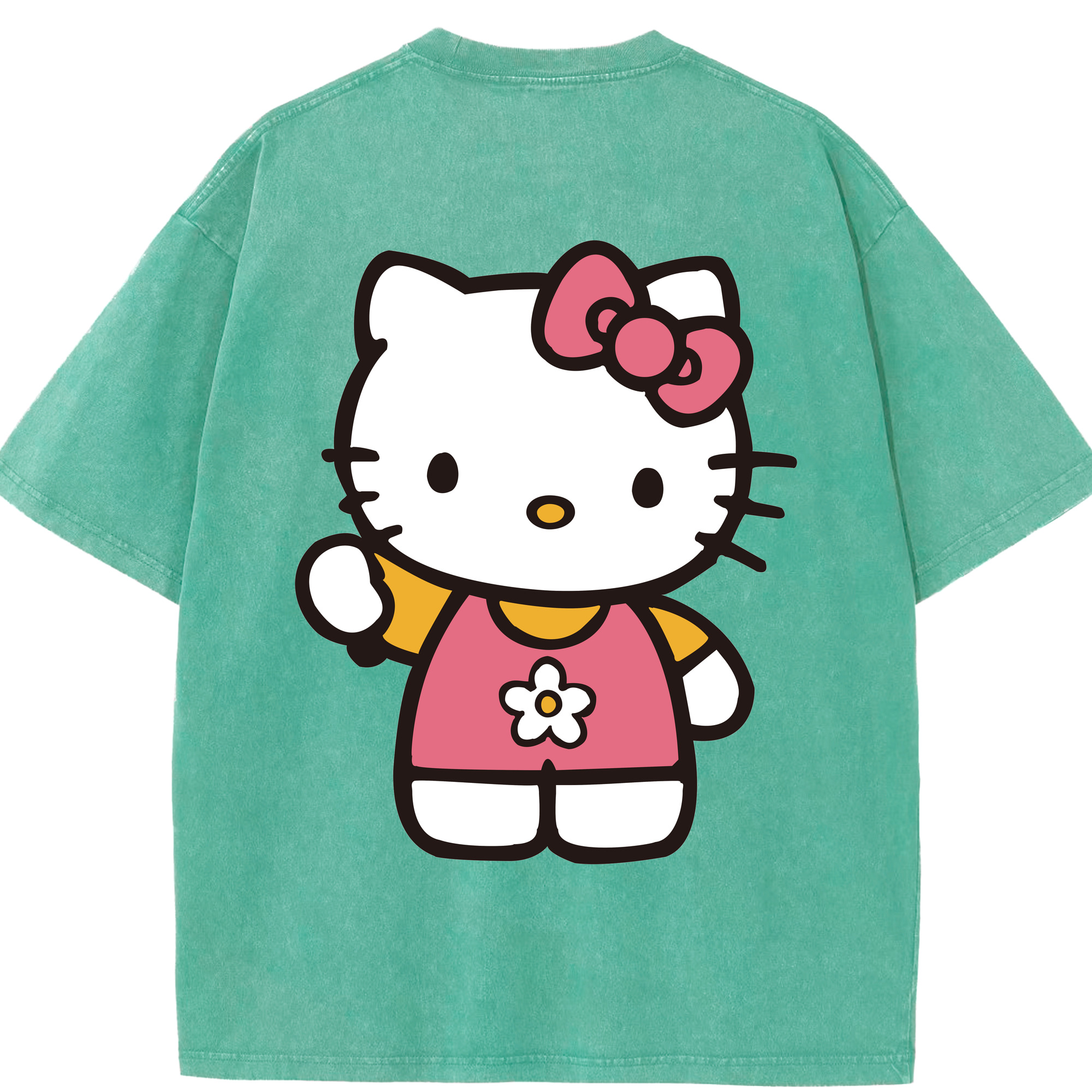 （画像用） Hello Kitty ハローキティ 綿100% ヴィンテージ風 半袖Tシャツ（背面プリント）